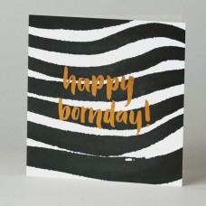 Letterpress Card - Black Ink - Happy Bornday